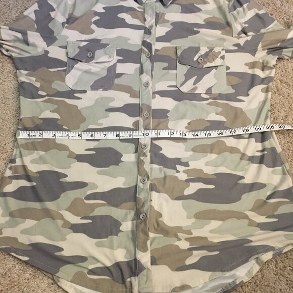 Retro 90s Tank Girl Pale Camo Soft Button Up Shirt - Picture 12 of 15